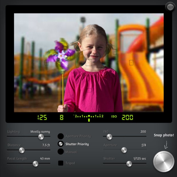 Camera simulator online exposure controls